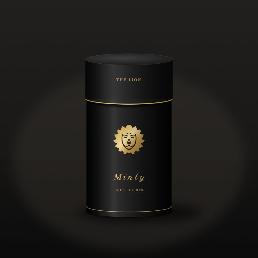 Minty Gold Figures silindir kutu, altın aslan figürü