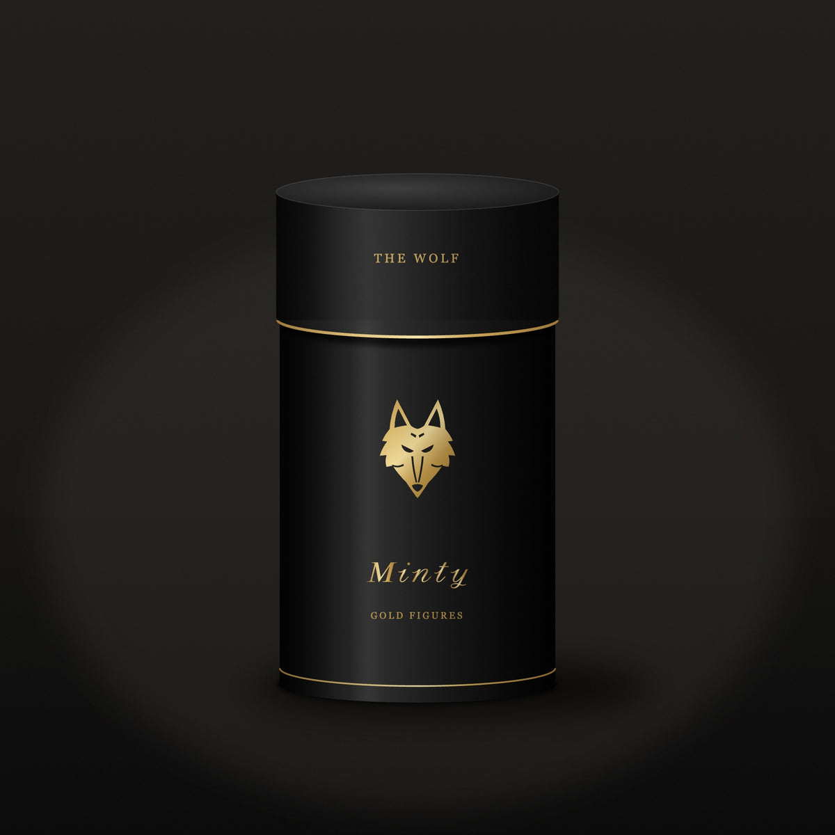 Minty Gold Figures silindir kutu, altın kurt figürü