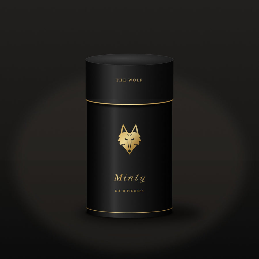 Minty Gold Figures silindir kutu, altın kurt figürü